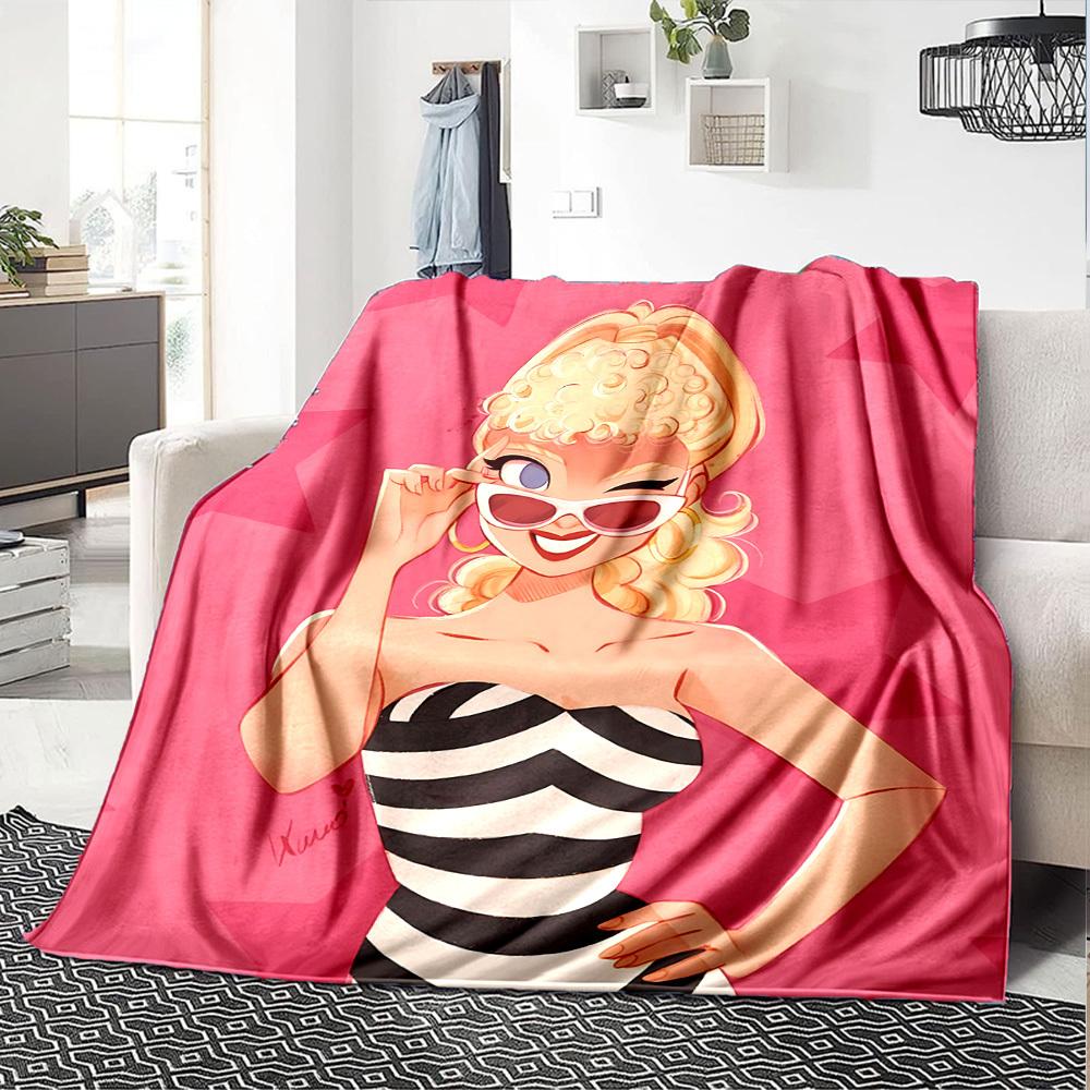 1pc stripes star Flannel Blanket Soft Warm Throw for Home, Office, Travel, All Season Cozy Bedding Gift, Office