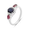 Silver Ring with Natural Sapphire 2.135ct, Ruby, Cubic Zirconia, Item Weight 2.8 G (2180814)