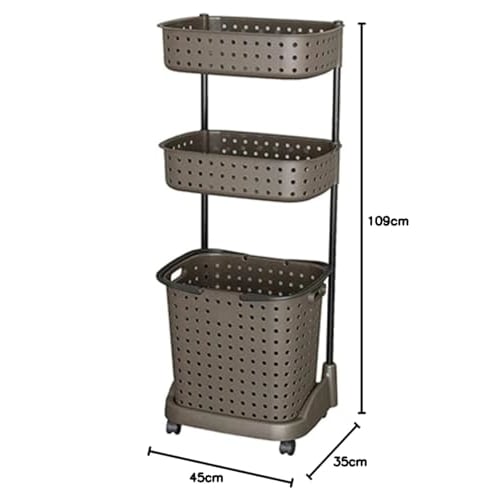 Recair Laundry Basket, 3 Tiers, Dark Brown