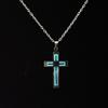 Cross Pendant Necklace With Glowinthe Dark Stainless Steel Chain For Fashion Fans