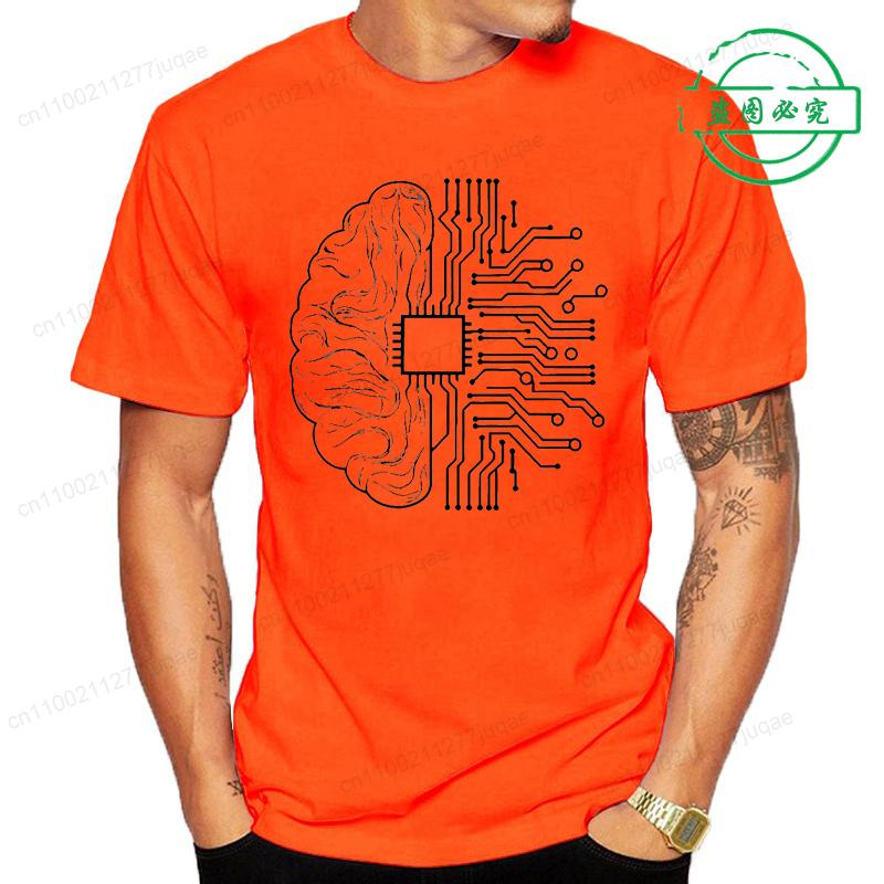 New Trend Men's Brain Technology Tee T-shirts Casual and Breathable Men's Clothing Cpu Computer T-Shirts Short Sleeve Tops Tees