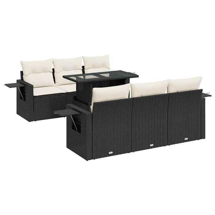 VidaXL Garden Lounge Set 7 Pcs with Cushions Black Wicker 3326417