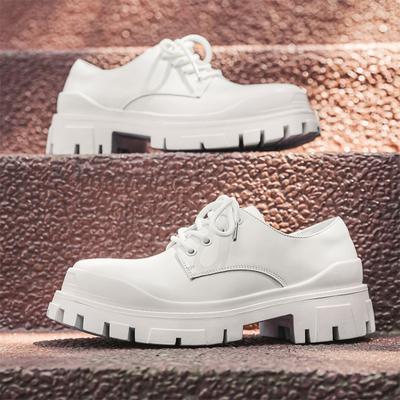 White Big-Headed Derby Shoes Men'S Thick-Soled Heightening British Style High-End Commuter Casual Leather Shoes 59015-J