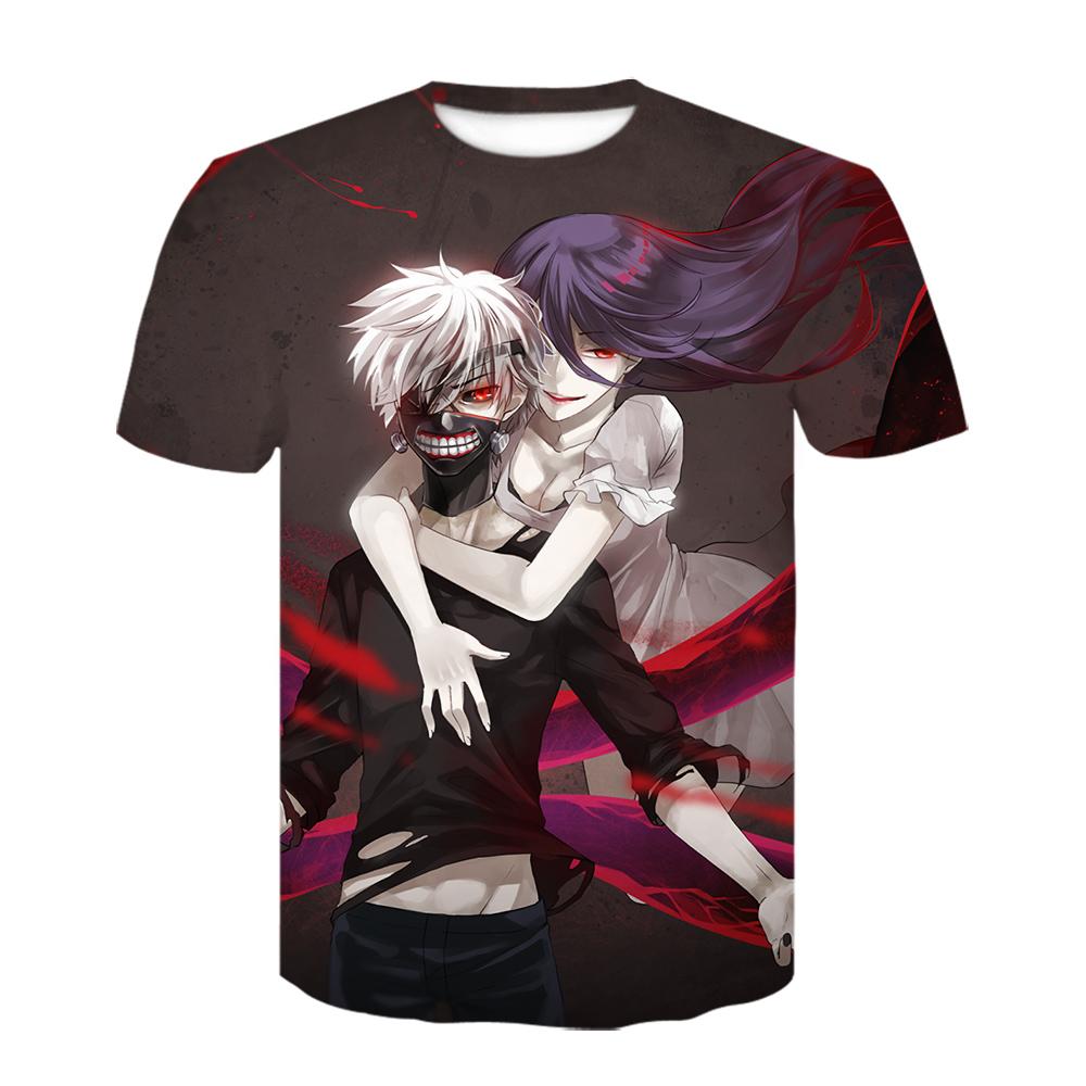 Strange Things Tokyo Ghoul Men 3D Graphic T Shirts Anime Ken Kaneki Print T Shirts Cartoon Loose Cotton Tshirts Hipster Tops