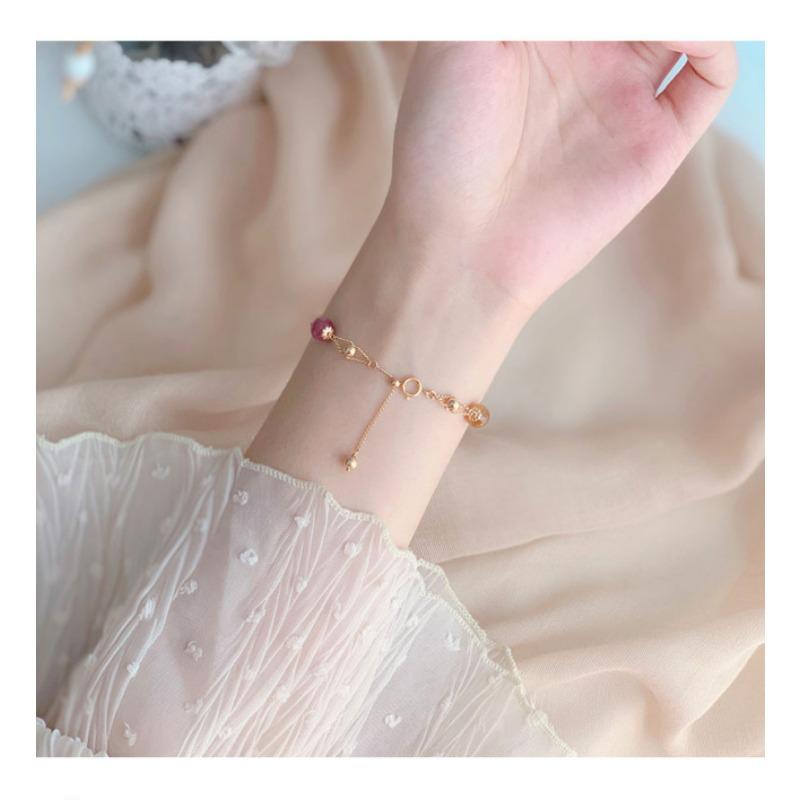 Women Natural Tourmaline Crystal Bracelet Korean Fresh Ins Style Niche Jewelry