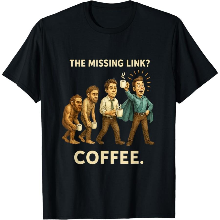 The Missing Link Coffee Evolution Funny Morning Humor T-Shirt XXXXXL чёрный