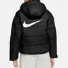 Nike Odzież sportowa Syntetyczne wypełnienie Nadruk z logo Ciepła Codzienna Kurtka z kapturem Damska Kurtka Czarna CZ1467-010