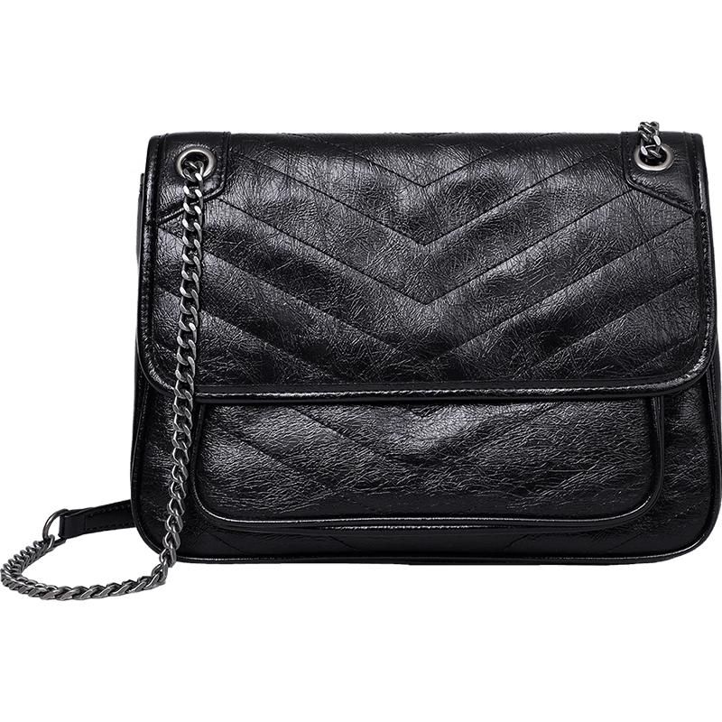 Viney Women s Cowhide Leather Chain Shoulder Bag
