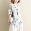 Vintage Printed O-Neck Half Sleeve Shirt Oversized Loose Commute Women's Clothing Summer Fashion Casual Blouse