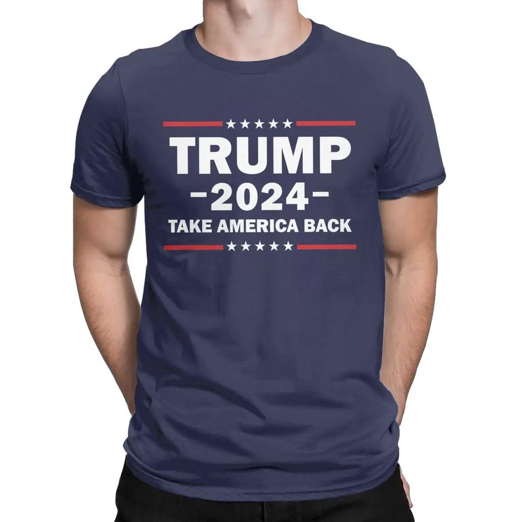 Men T-Shirts Donald Trump 2024 Shirt Take America Back 100% Cotton Tee Shirt Short Sleeve T Shirts Crewneck Clothes Gift Idea