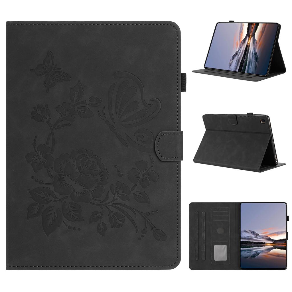 For Samsung Galaxy Tab A7 Lite 8.7-inch Case Card Holder Stand Butterfly Floral Imprinted Leather Tablet Cover
