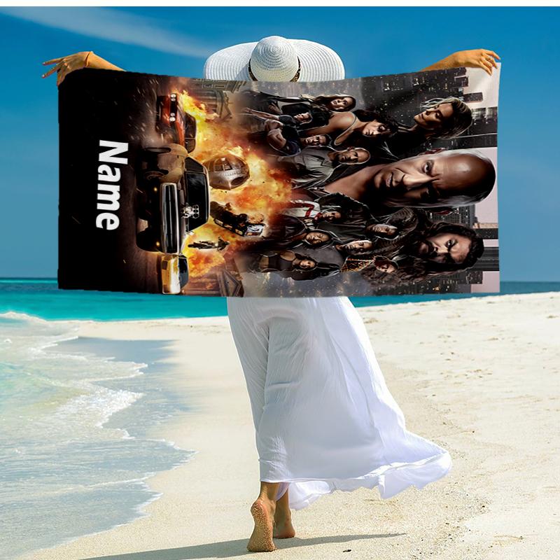 Custom Name Ultra-Soft Beach Towel with Fast & Furious Theme,Ideal for Pool - Camping, Diving - Perfect Travel Essential, Vibrant Beach Towel.