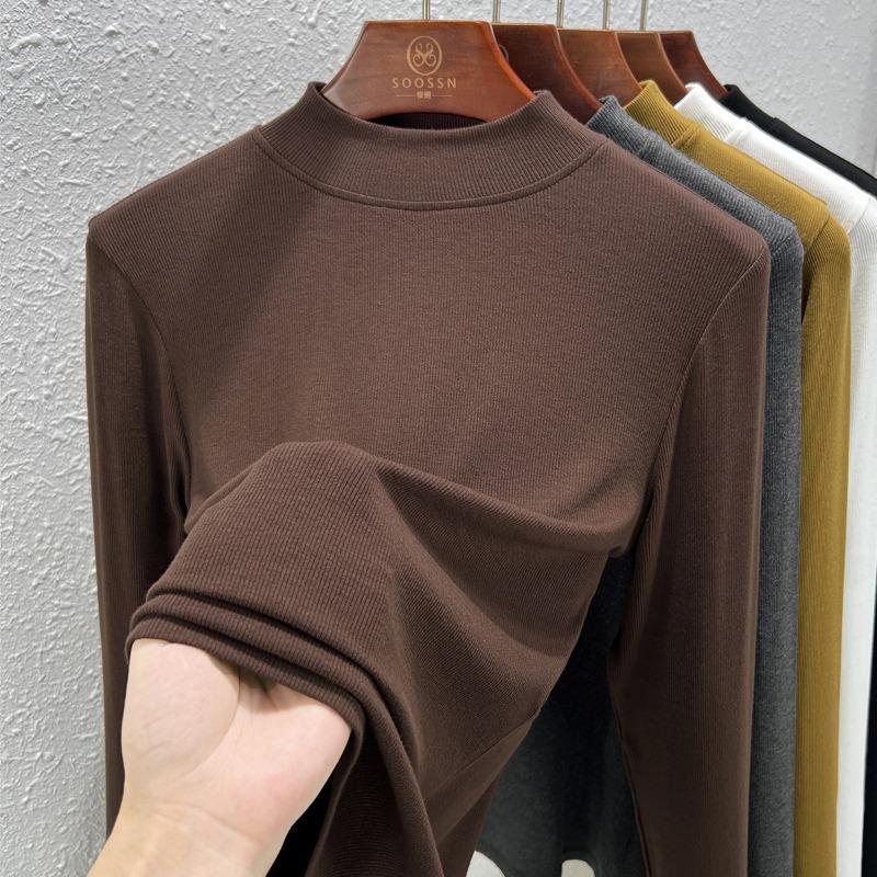 Small Stand-up Collar Bottoming Shirt Women's Inner Top Spring and Autumn New Basic Versatile Slim-fitting Long-sleeved T-shirt Women