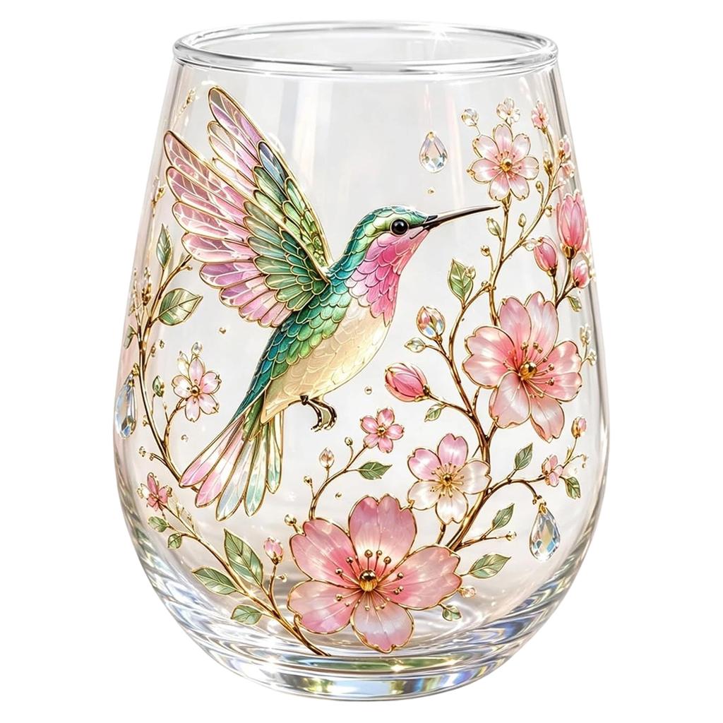 Bicchieri da Vino Senza Gambo Colibrì Dipinti a Mano Animali Bicchiere da Vino Senza Gambo Decorativo Mucca delle Highlands Bicchieri di Vetro per Bar di Casa