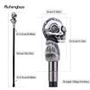Silver Resin Skull Head Walking Cane Fashion Decorative Steel Stick Gentleman Elegant Cosplay Cane Knob Crosier 92cm
