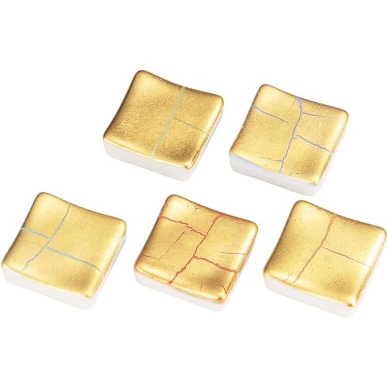 Nakamaru Kutani Ware Chopstick Rest, Gold Leaf Sai, K9-445, Porcelain, Made in Japan, Gift Boxed