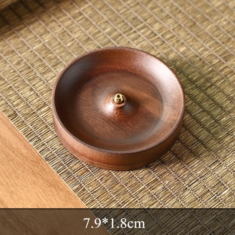 Y Black Walnut Solid Wood Incense Holder Zen Round Line Incense Burner Agarwood Incense Plate Household Tea Room Decoration