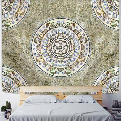 Runder Mandala-Wandteppich, Wandbehang, böhmischer Stil, schlicht, retro, geheimnisvoll, Polyester, bedruckt, Tischdecke, Schlafzimmer-Dekor