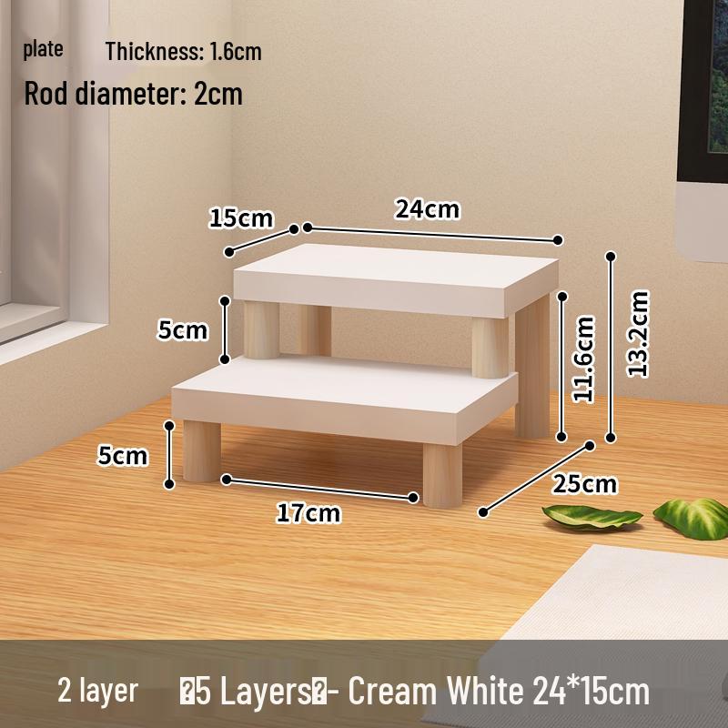 Desktop Ladder-Style Solid Wood Flower Stand for Small Plants and Succulents