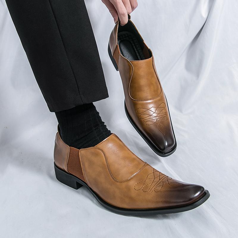 Fashion Party Wedding Male Business Footwear Men's Pointed Toe Loafers Stylish Men Slip-On Casual Shoes Classic Nightclub Dress Shoes