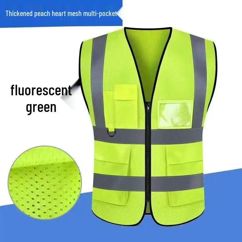 Reflective Safety Vest for Construction, Traffic, and Sanitation Workers – Fluorescent Jacket with Print