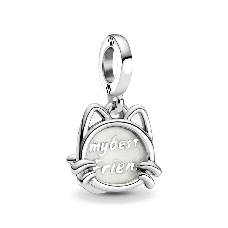 Fine Copper Cute Bead Paw Print & Bone My Pet Dog Cat Charm Gift Fit Original Bracelet Pendant Women Diy Jewelry Accessories