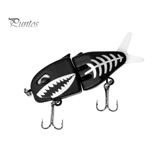 

6 см/6,5 г многосочлененная рыболовная приманка с крючками, реалистичная двухсекционная пластиковая искусственная приманка для ловли пресноводного и соленого окуня, форели, щуки чёрный