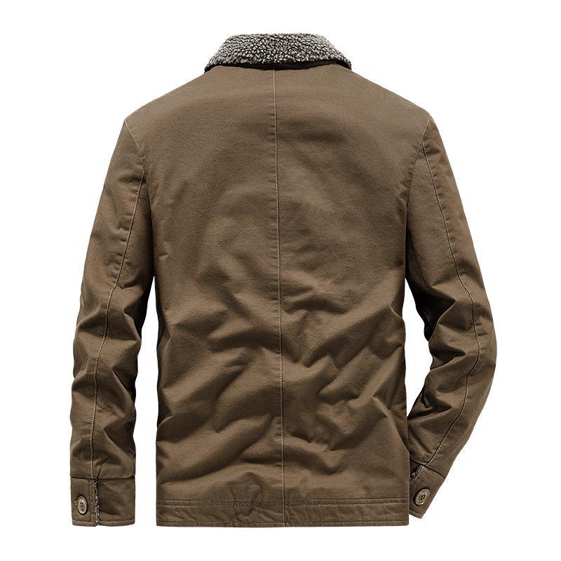 Chaqueta de Solapa de Lana de Cordero para Hombre: Algodón de Invierno, Más Terciopelo, Abrigo Cálido Engrosado 2025.