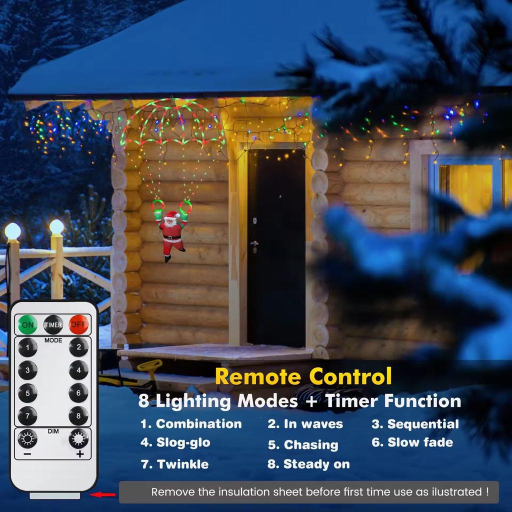 Christmas Light DIY Parachute Santa Claus Light Outdoor Waterproof Lamp for Porch Garden Party Home Christmas Tree Decor
