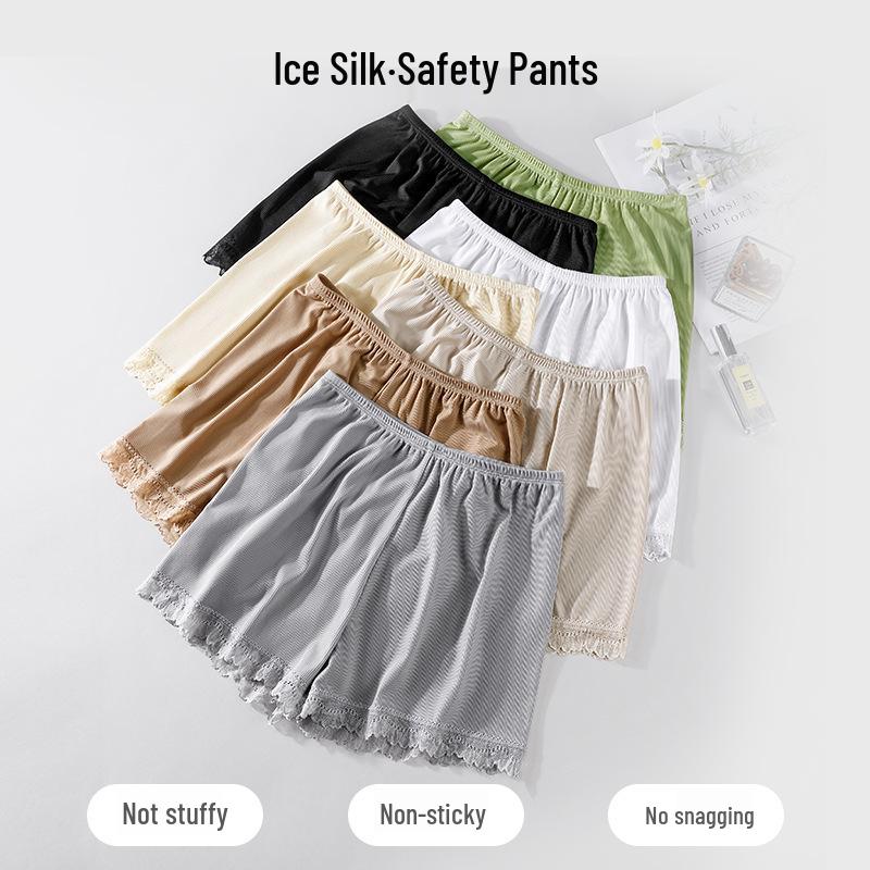 Women's Ice Silk Safety Shorts: Loose, Anti-Exposure, Summer Thin Style, Plus Size, Outdoor Wear, Base Layer.