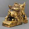 Bronze Bull Figurine - Auspicious Wealth-Attracting Desk Decoration for Home or Office.