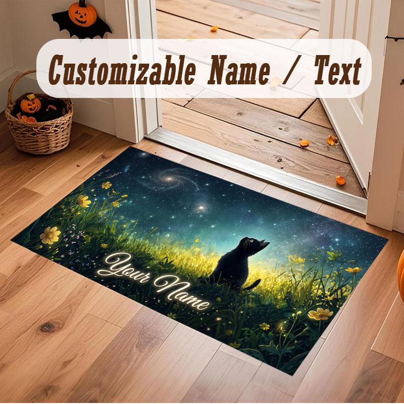 Mountain Landscape Theme Crystal Velvet Floor Rug Personalized Custom Name Text Warm Carpet Home Decoration