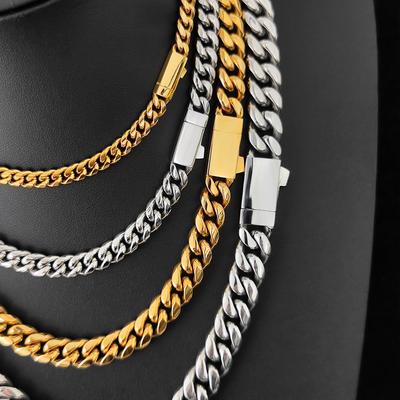 Catena Hip Hop a Maglia Cuban 6mm 8mm 10mm 12mm Collana Gioielli alla Moda Catena in Acciaio Inossidabile per Uomo Regalo Laser Gratuito con Nome