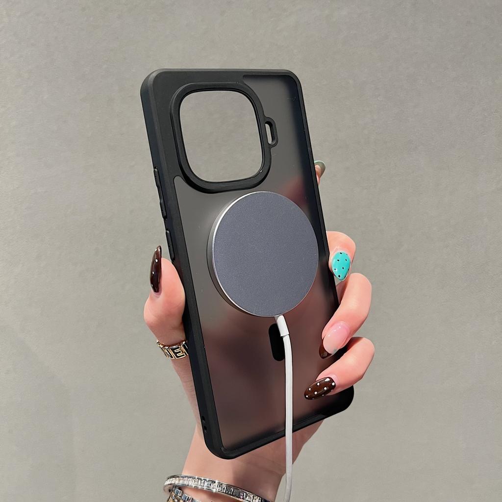 For IQOO 15 Ultra Case Magsafe Magnetic Charging Black Camera Cirlce Texture Mobile Phone Cover