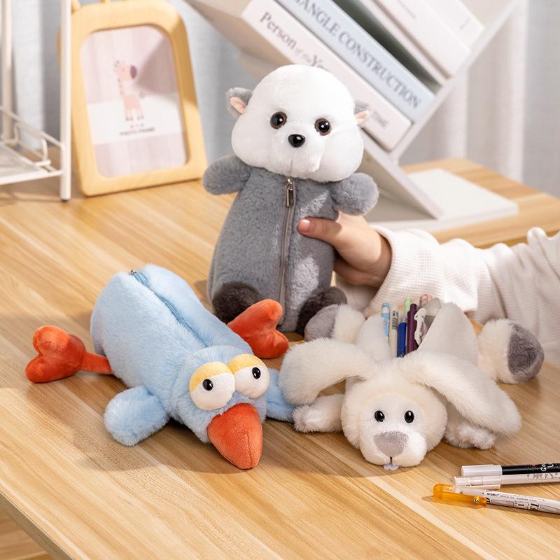 Cute Plush Forest Animal Pencil Bags Creative Kawaii Stationery Storage Bag For Kids Great Gift Pencil Case