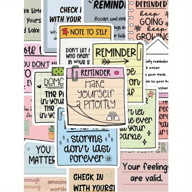 50pcs English Text Reminder Stickers Waterproof For Phone Case, Luggage, Laptop Decor Back To School
