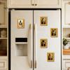 Decorative Refrigerator Magnets 1/5/6Pcs Drinking Animal Cat Magnet Vintage Wooden Frame with Fridge Home Kitchen Office Decoration Lover Gift