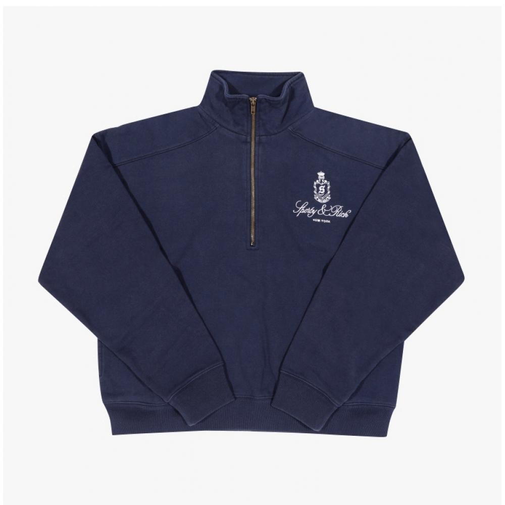 Sporty   Rich Women S Half Zip SweatShirt Dark Navy St073606231bl106