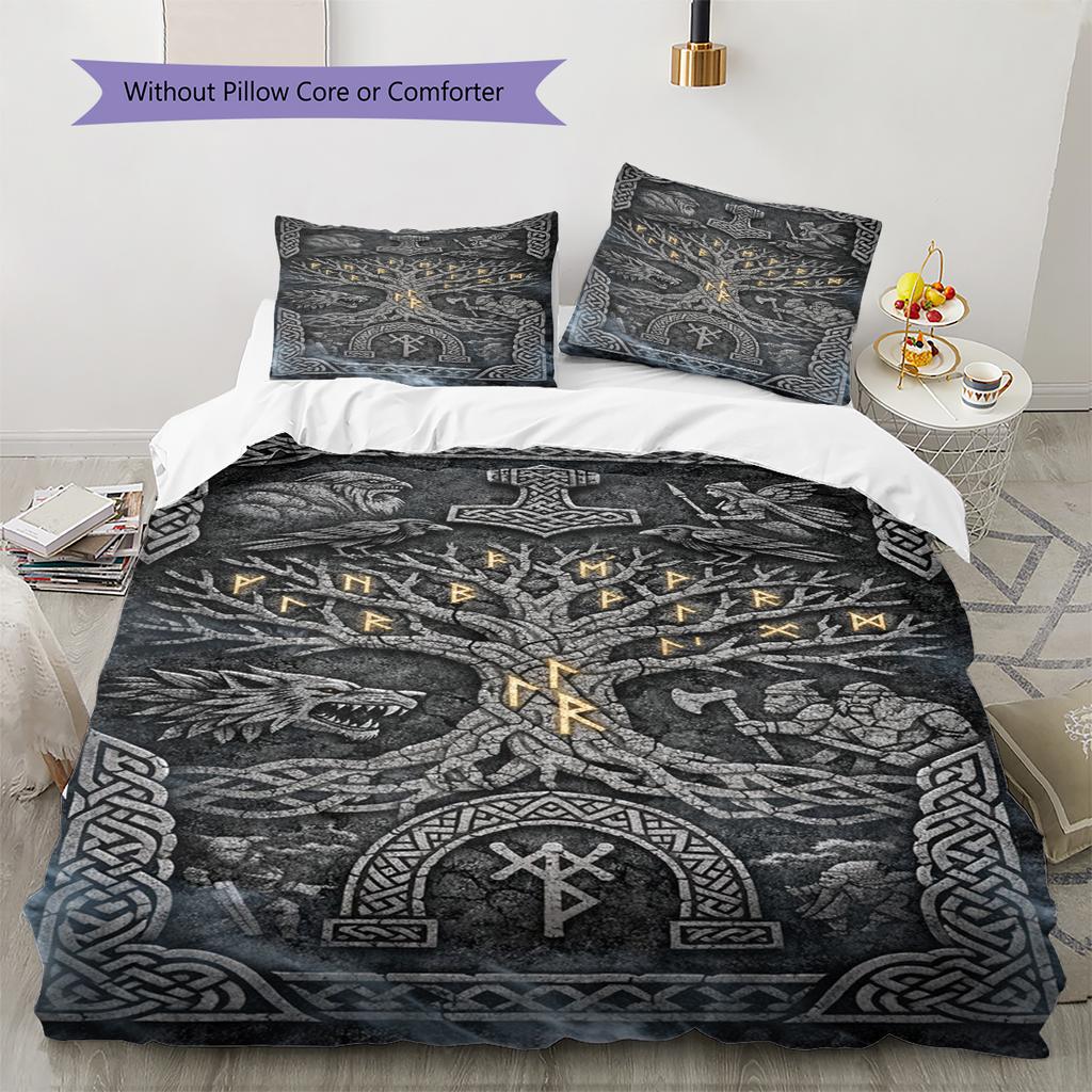 Tree of Life Pattern Bedding Quilt Set Quilt Cover Pillowcase Home Decoration Gift (1 * Duvet Cover + 2 * Pillowcase, Without Core)