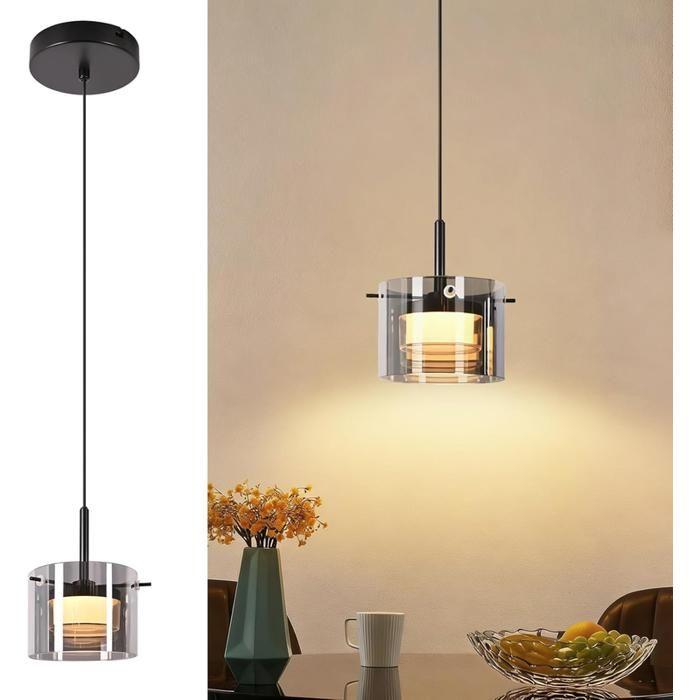 Suspension - NETTLIFE - 1 lumière - LED intégrée - Hauteur réglable - Verre et métal