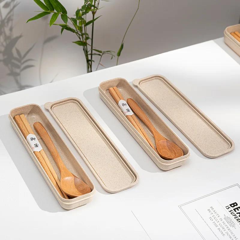 Natural Wooden Spoon & Fork Dinner Kit Rice Soups Utensil Cereal Handmade Home Tableware Dinnerware Cutlery for Kicthen