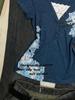 Vintage Blue Floral V-Neck Lace Trim Short Sleeve T-Shirt