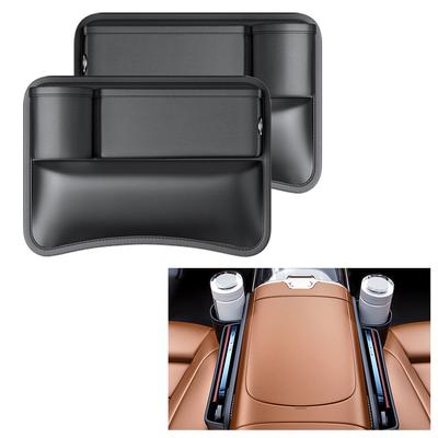 Seiten-Aufbewahrungsbox für Fahrer-/Beifahrersitz-Spalt Leder Auto-Sitzspalt-Organizer für Geldbörse, Schlüssel, Karten, Handy