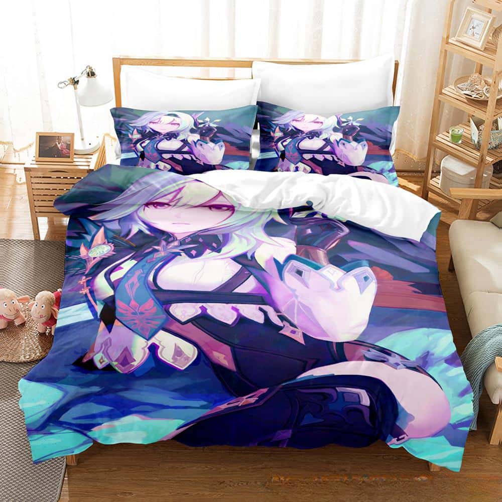 Kawaii Anime Genshin Impact Eula Lawrence Bedding Collection Single Twin Full Queen King Size Bed Collection Adult Kid Bedroom Duvetcover Collections EU Twin 135x200cm