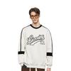 Li-Ning Color Block Letter Logo Print Loose Fit Round Neck Long Sleeve Sweatshirt Unisex sweatshirt Flower-Gray Tile-Gray AWDT335-1