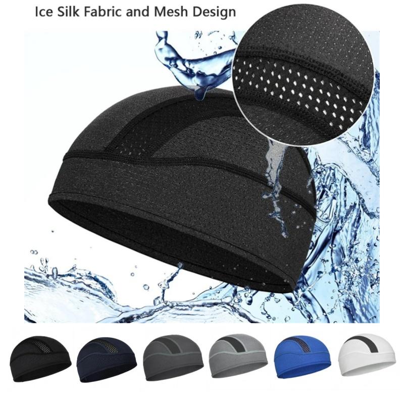 Touca de Malha Respirável Fina de Secagem Rápida para Verão, Gorro Skull Cap Esportivo para Corrida, Chapéu Absorvente de Suor, Forro para Capacete de Ciclismo, Chapéu Anti-UV