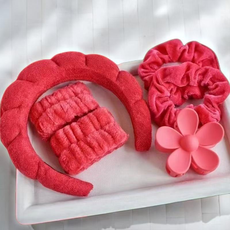 16-Piece Multi-Color Soft Headband and Hair Clip Set with Bowknot Washband and Elastic Hair Ties