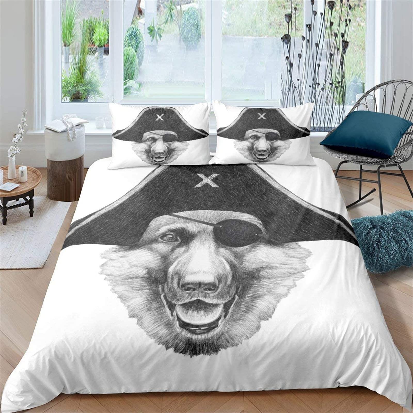 

Пиратский пододеяльник Shark Cove Tortuga Island Caribbean Waters Retro Jolly Roger Mustard Blue Спальня Украшения Женщины Дети Мужчины 70x133cm 2pcs