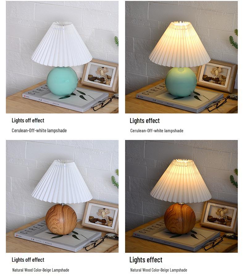 Retro Ceramic Pleated Table Lamp - Mid-Century Style for Bedroom or Wedding Decor