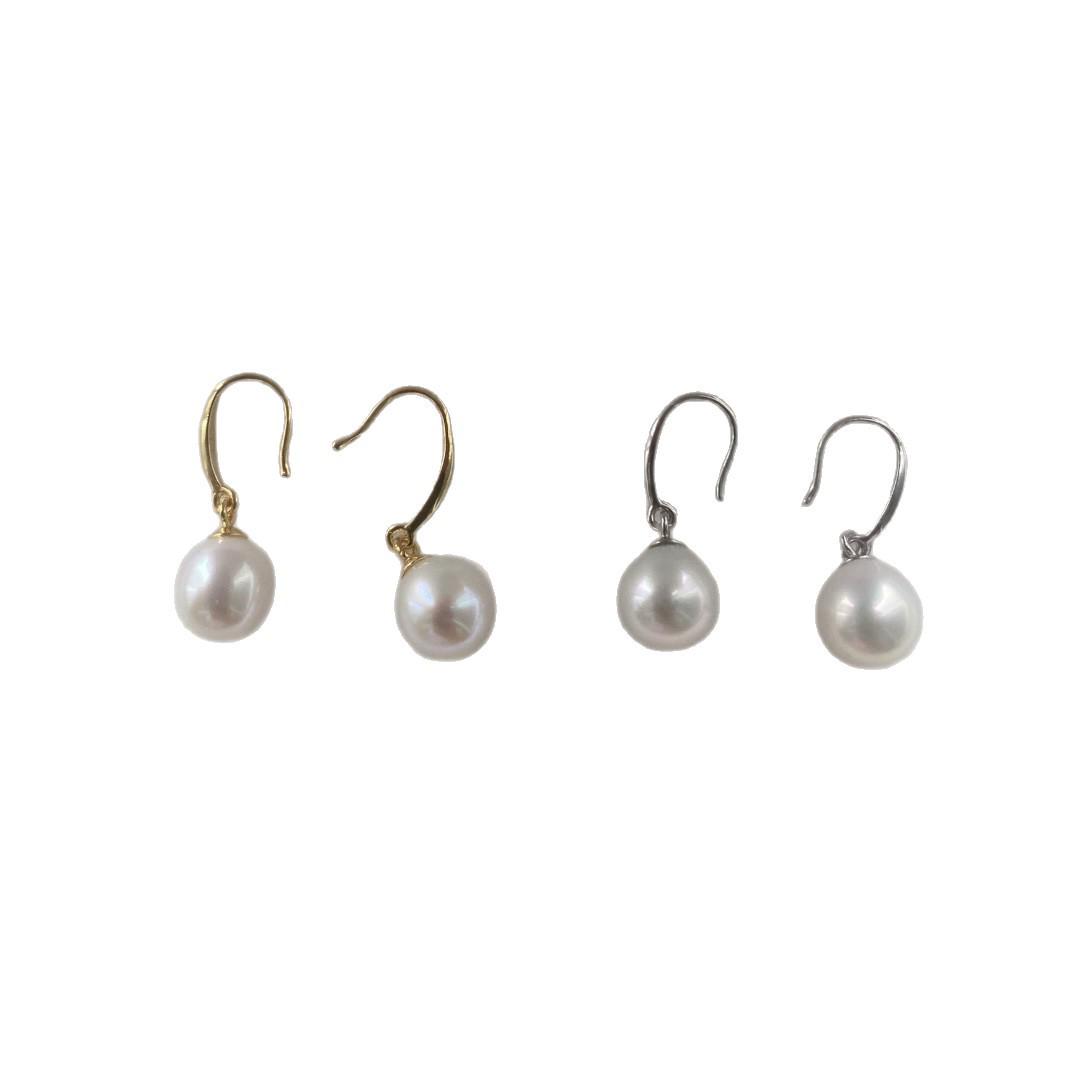 

Elegant S925 White Edison Pearl Hooks: Perfectly Round, Strong Luster, Minimal Flaws, Fashionable Earrings. Edison Pearl Ear Hooks (S925 Gold)
